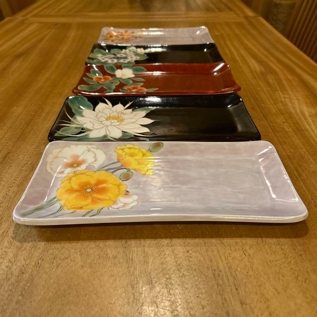 京焼 清水焼　陶葊 陶あん とうあん作　四季花　長皿揃え　希少