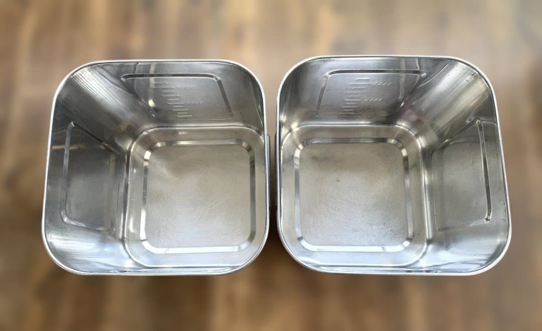 ユキワ 18-8ステンレス 角深型キッチンポット 6個セット 手・目盛・蓋付