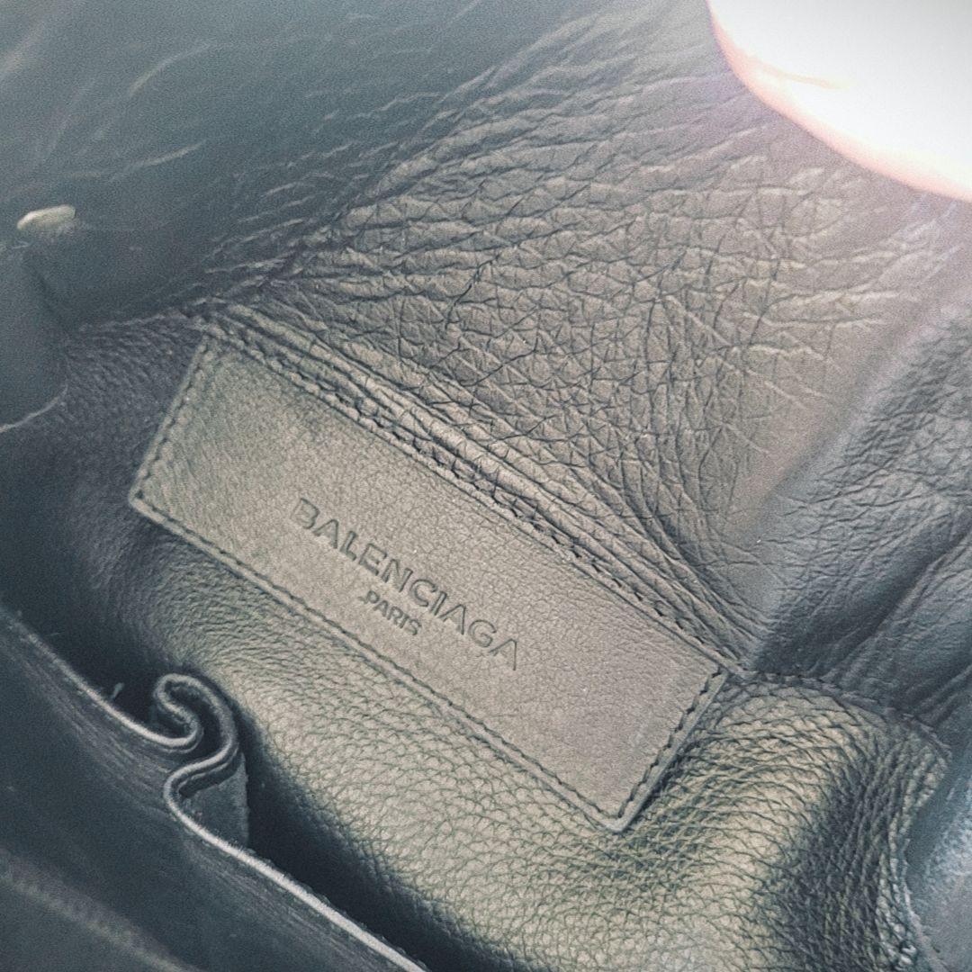 BALENCIAGA ブラック ダブルポケット レザー ショルダーバッグ