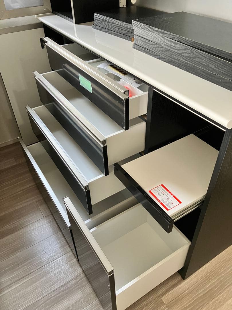 新品　ブラック　キッチン収納　食器棚　黒　150cm幅