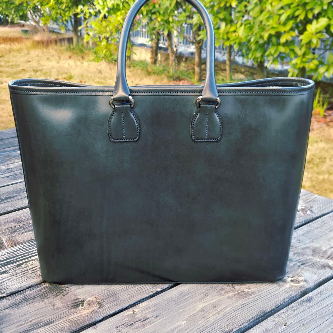 【美品】万双　双鞣和地　トートバッグ　ネイビー　ビジネス