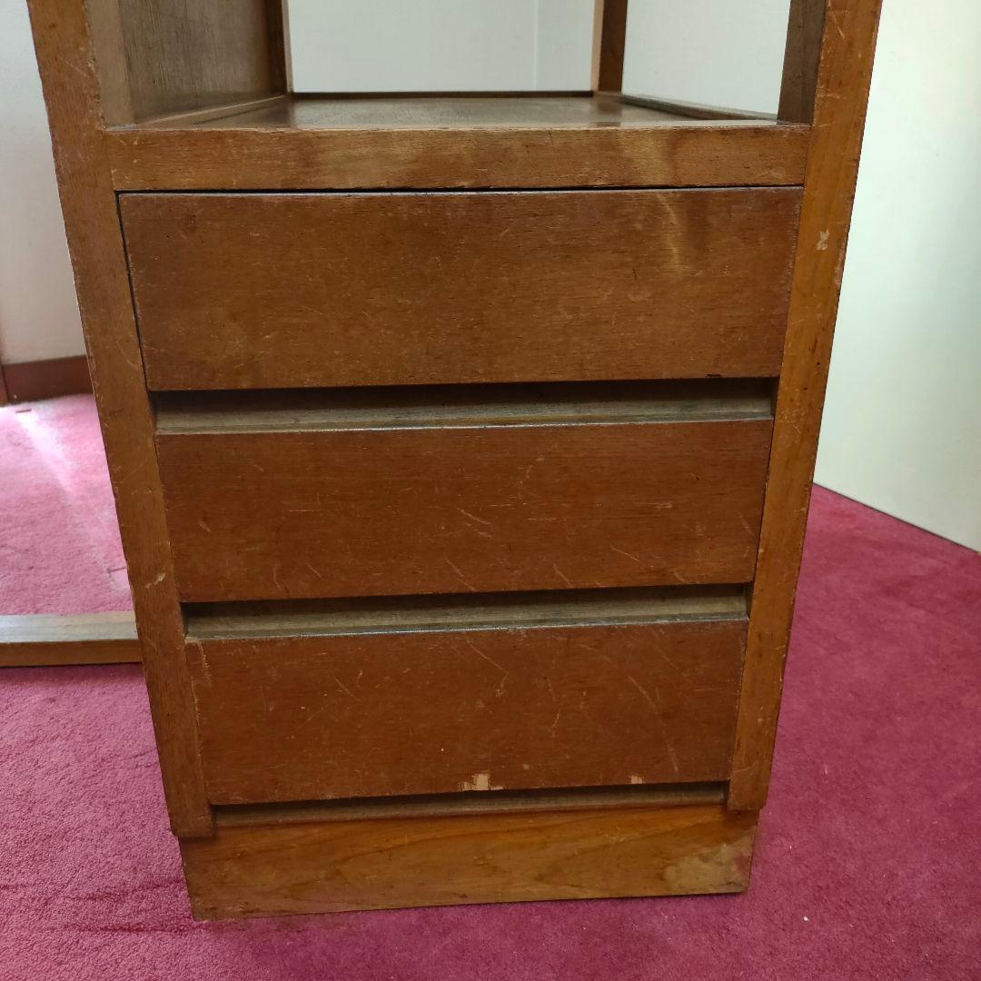 【昭和レトロ】 木製 勉強机 学習机 片袖 4引き出し付き 木製シンプル事務机