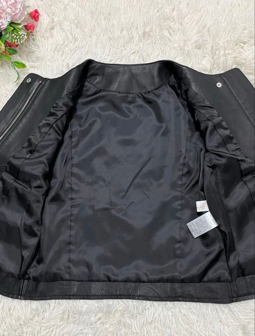 【極美品】もりのがっこう　ライダースジャケット　ラムレザー　ブラック　Ｍ