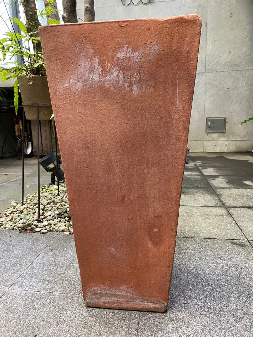 テラコッタ角大型植木鉢　受け皿付き