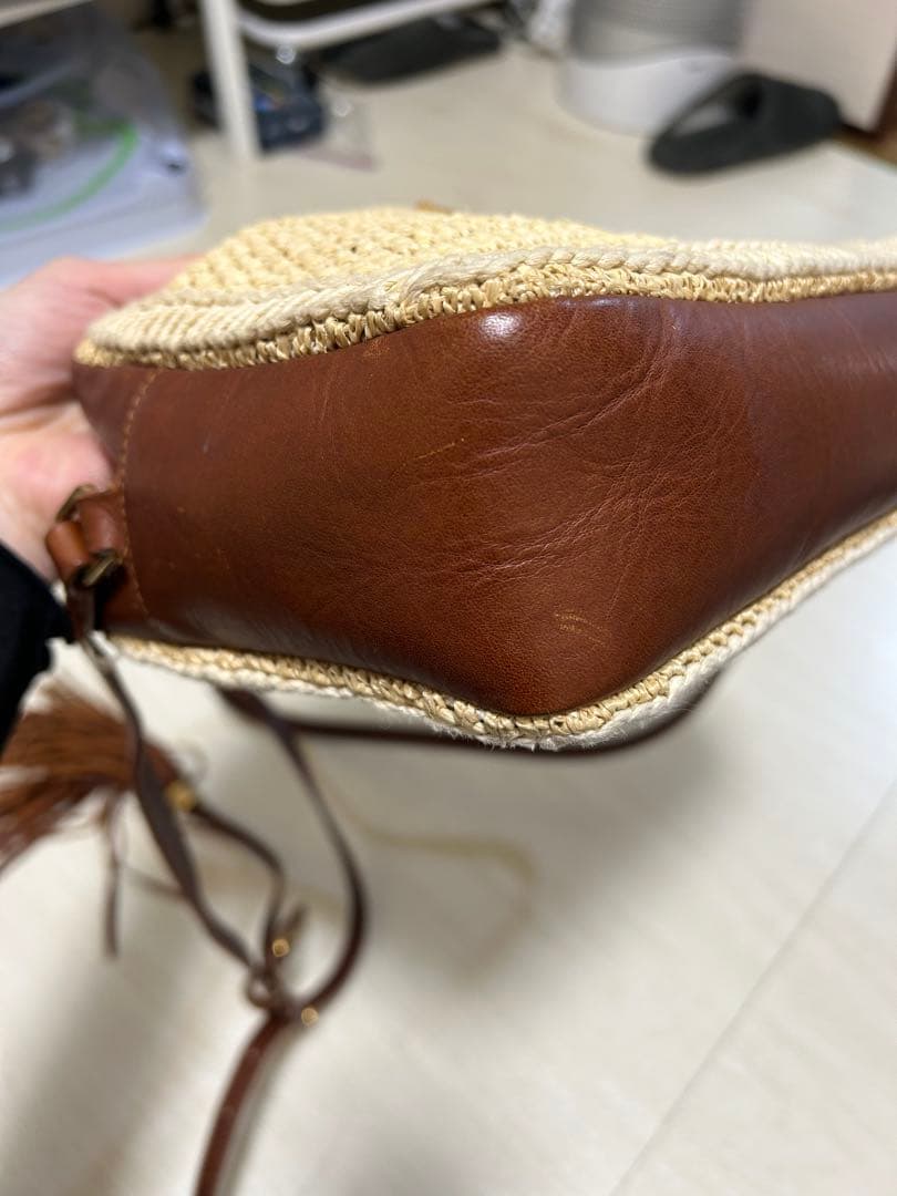 SAINT LAURENT かごバッグ ブラウン/ベージュ タッセル付き