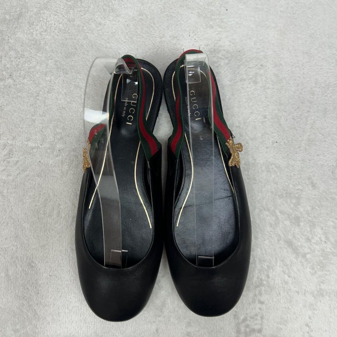 H357 24.0cm グッチ イタリア製 ミュール ブラック レディース