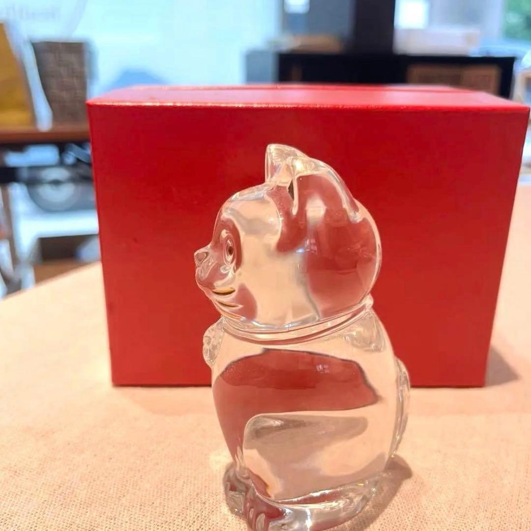【極美品】バカラ（Baccarat）招き猫 まねき猫 クリスタル フィギュリン