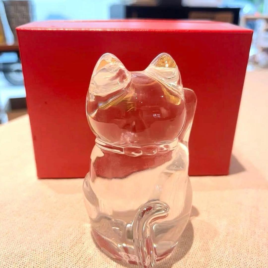 【極美品】バカラ（Baccarat）招き猫 まねき猫 クリスタル フィギュリン