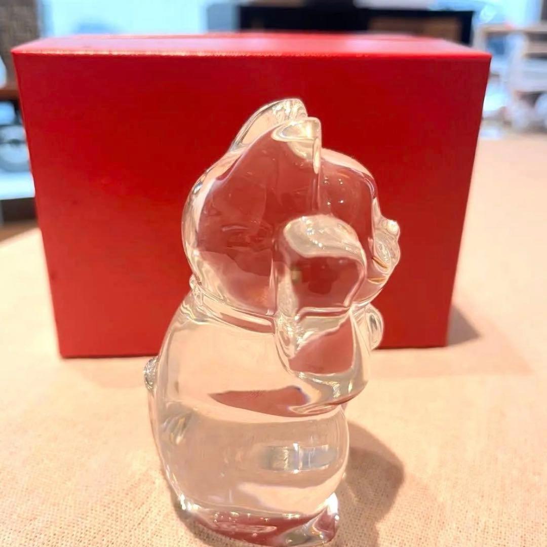 【極美品】バカラ（Baccarat）招き猫 まねき猫 クリスタル フィギュリン