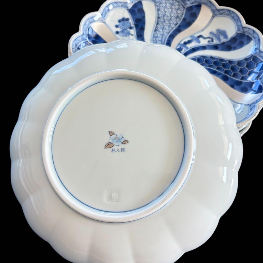 新品　林九郎　波佐見焼　銀彩祥瑞　藍青　取皿　古伊万里 セット　人気　お正月　J