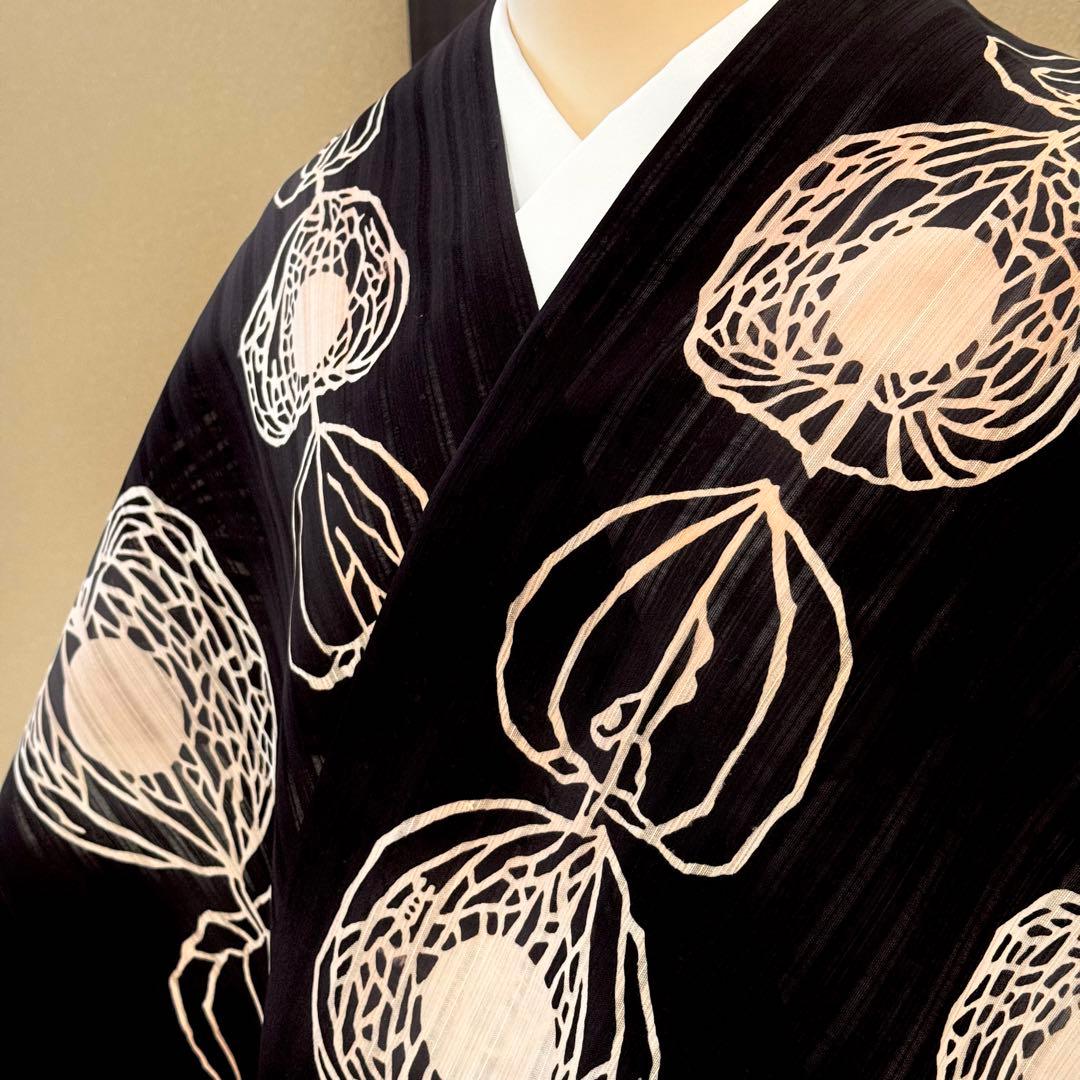 浴衣　夏着物　竺仙　ほおずき　かげろう地　注染　「宮下真理子作画」　6468