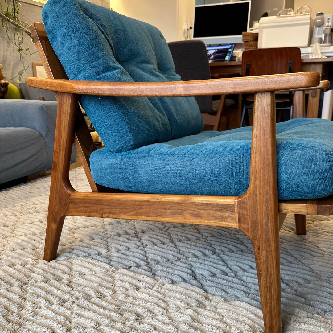 【マルニ60】ウォールナット&ブルー　1人掛けソファ