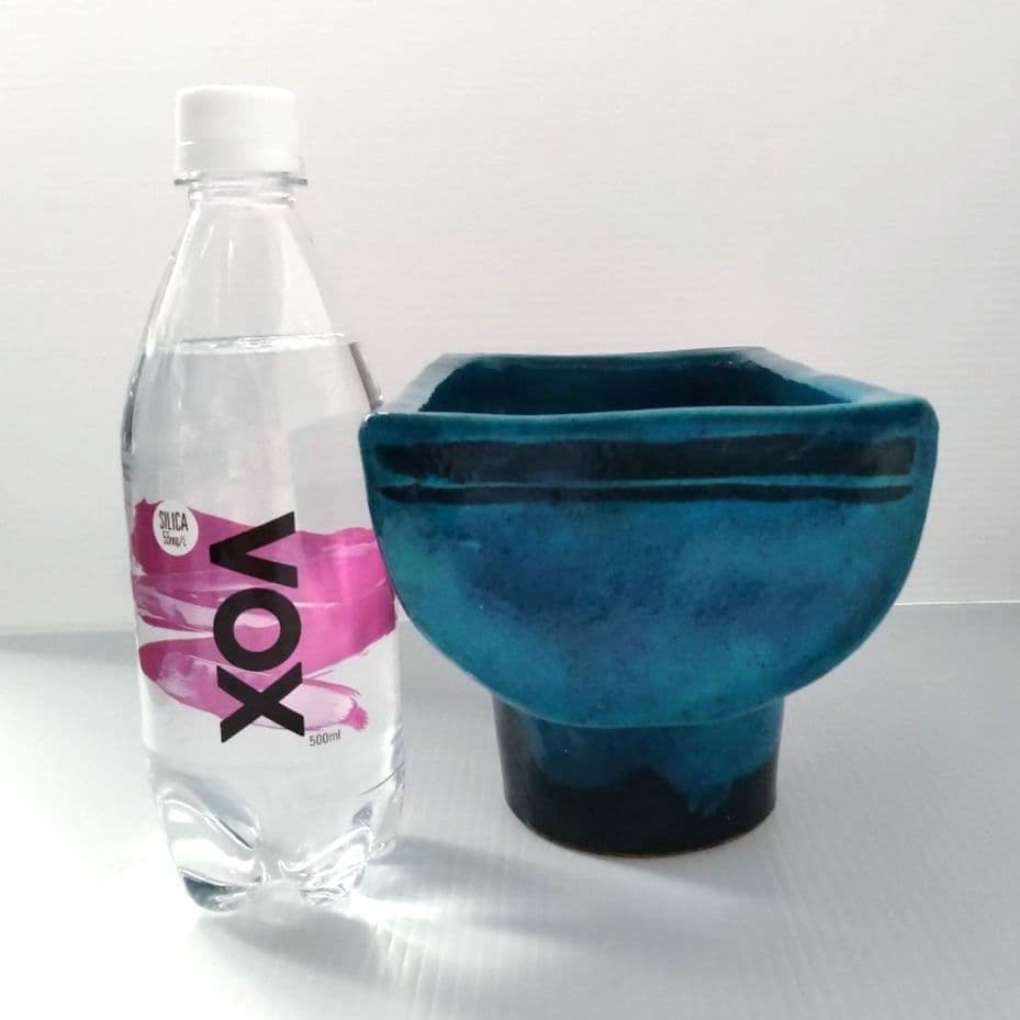 京焼 清水焼 花堂 大津寄花堂 高台 高足 花器 水盤 コンポート 草月 ブルー