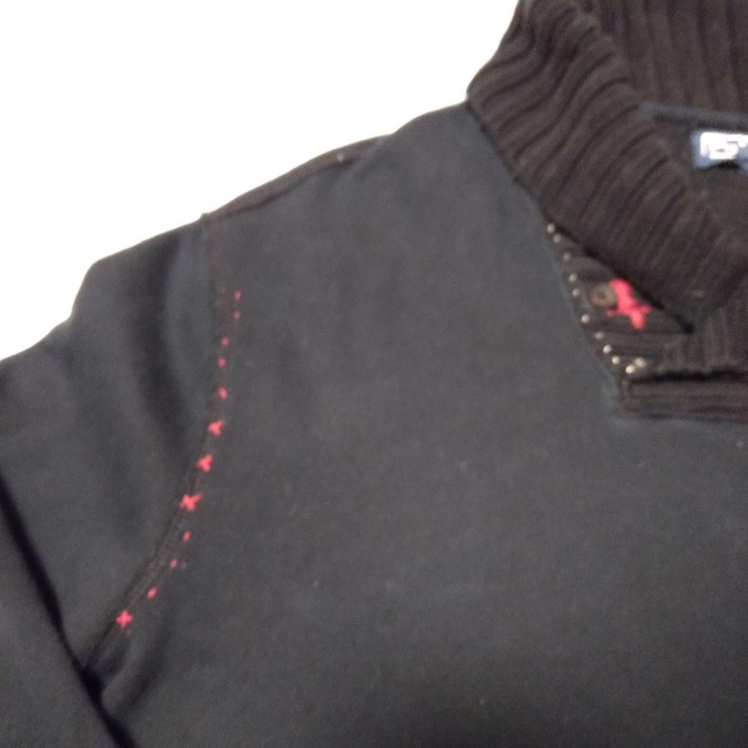 希少【ポロバイラルフローレン】ステッチ＆レザー装飾　黒 ショールカラースウェット