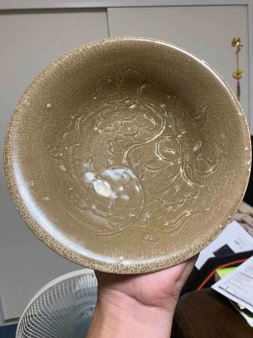 中国骨董 唐宋時期耀洲窯刻花茶器/支釘焼き