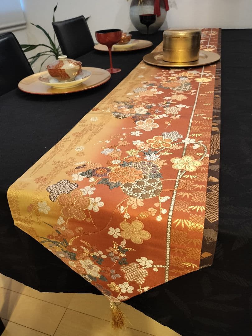 meru　A923★逸品‼️ ひな祭り‼️正絹テーブルランナー2m12cm