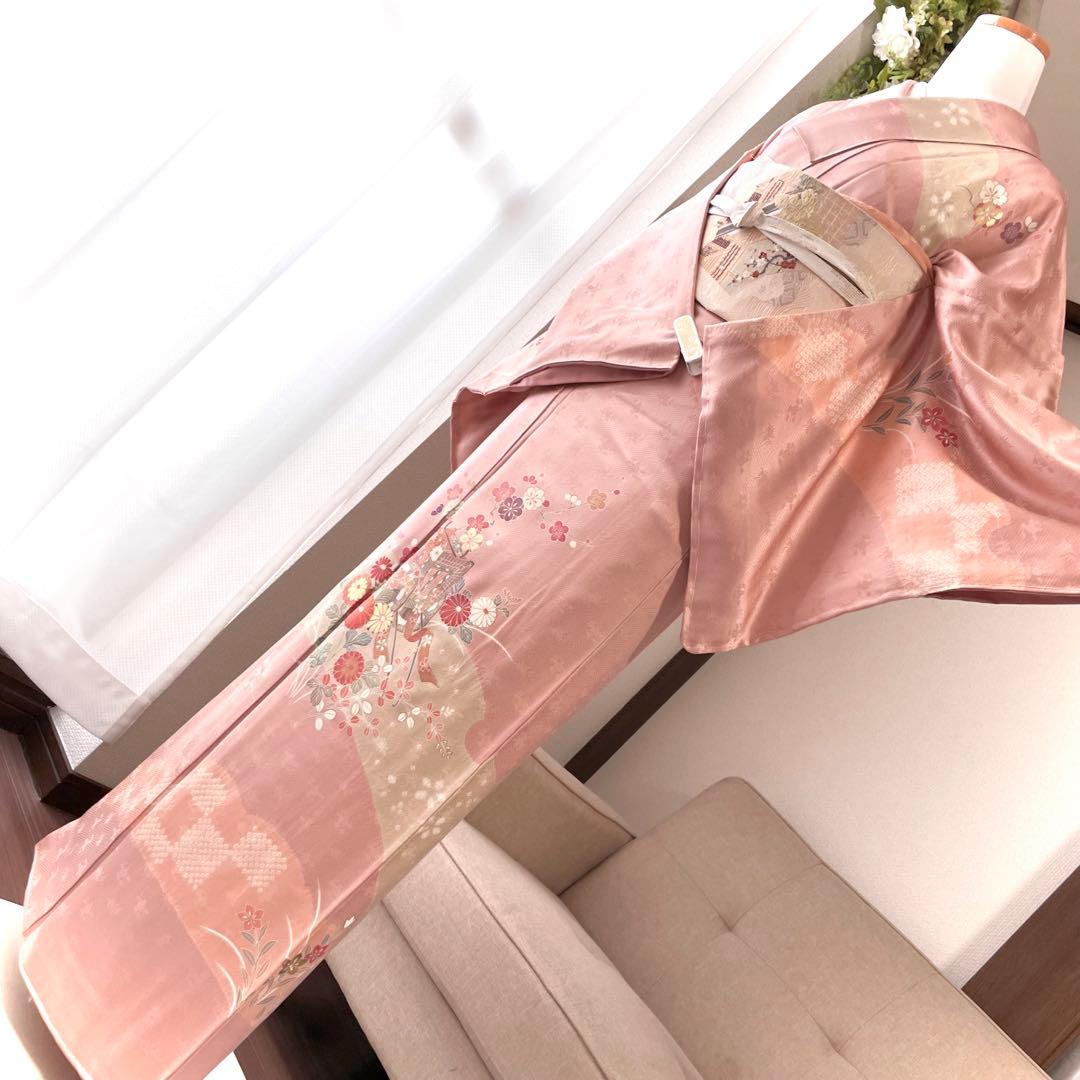 ピンク 友禅 4点 フルセット 訪問着 入学式 卒業式 入園式 春 秋 冬