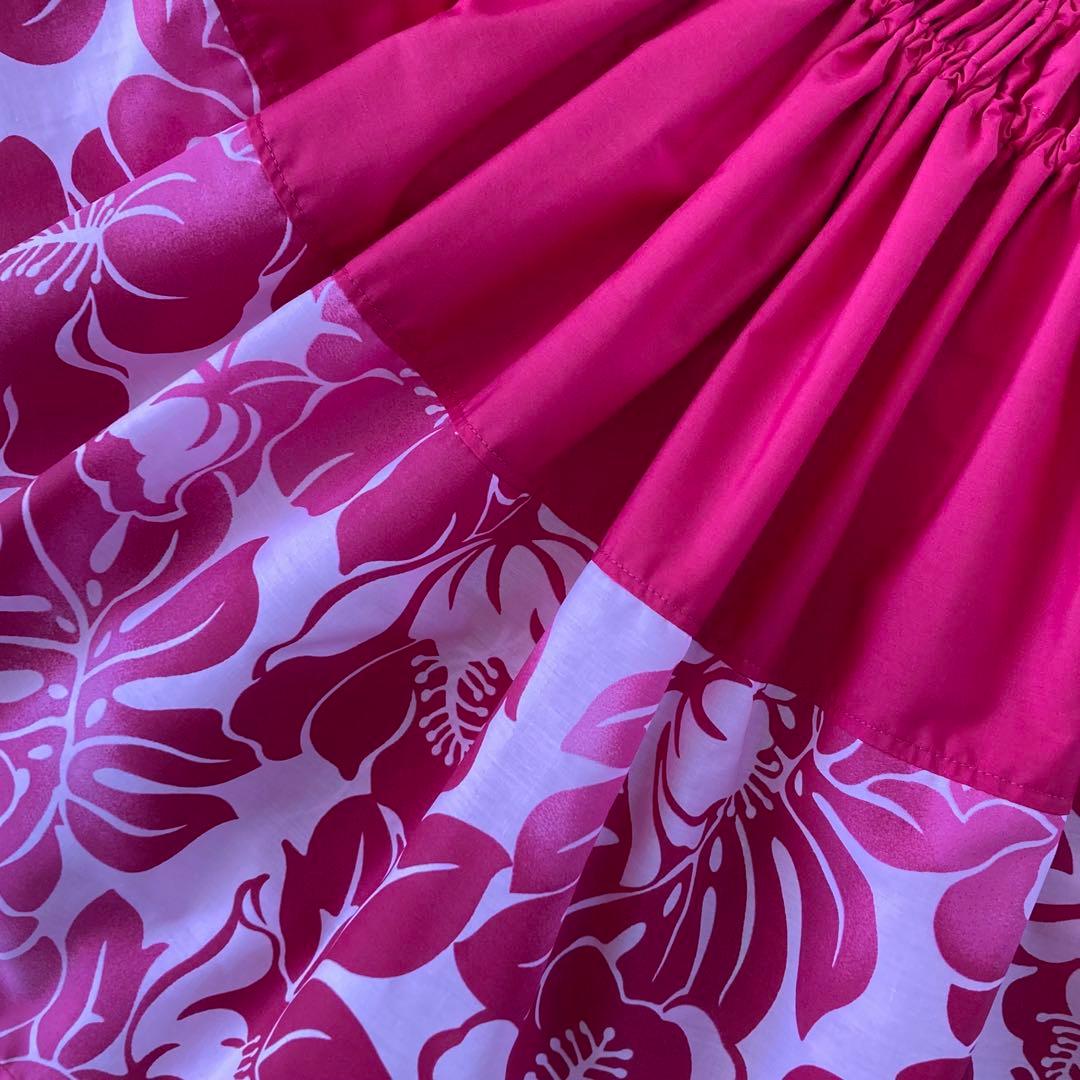 みーな☆ケイキ☆子ども☆切り替えパウスカート☆フラダンス☆ローズレッド