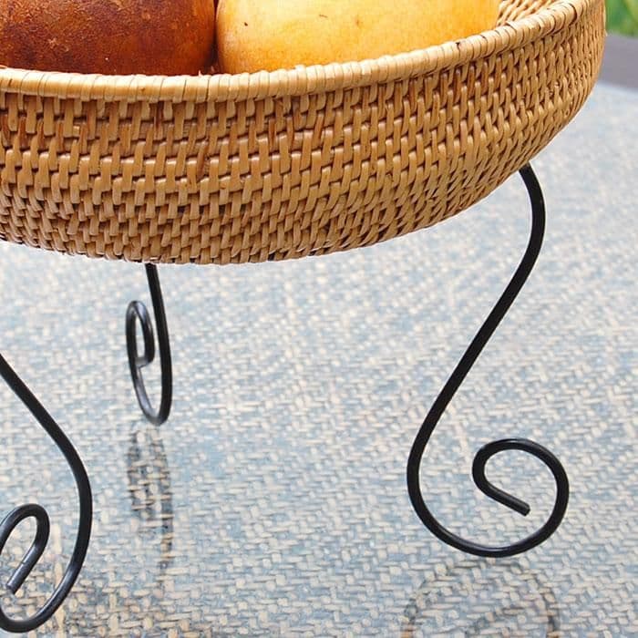 アイアンスタンド付きアタ製 コンポート かごトレイ アジアン雑貨0