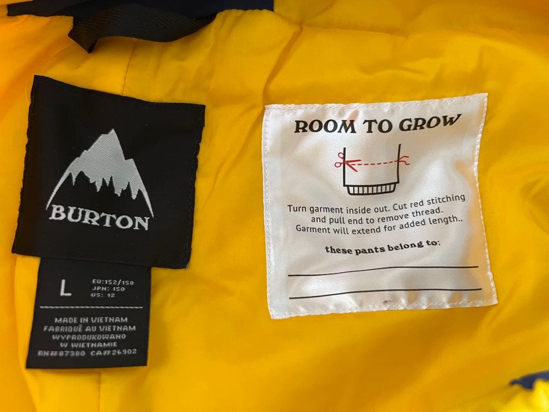 上下セット 子ども用 スノーボードウェア バートン イエロー/ブルー