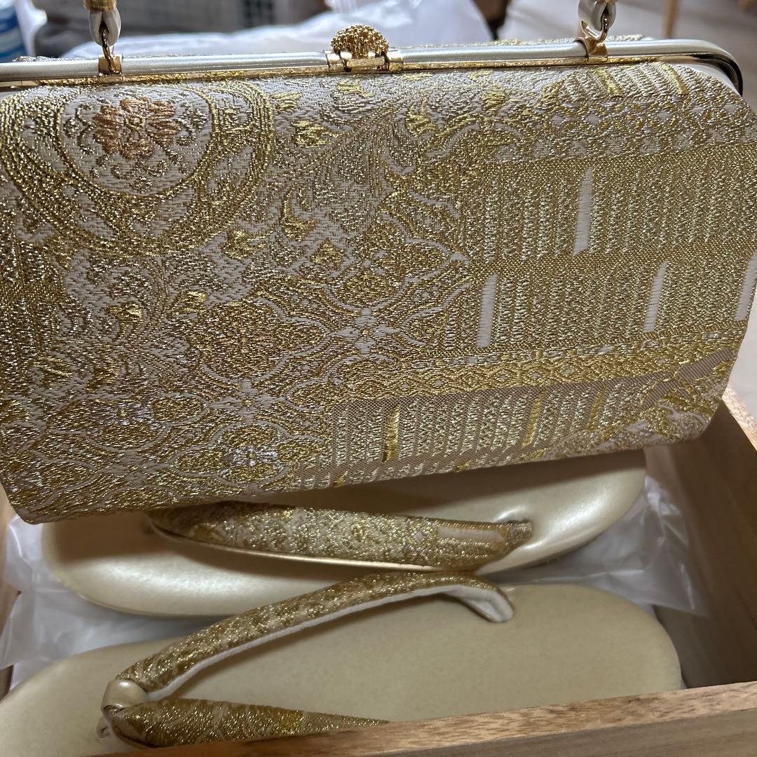 西陣織 草履バッグ セット 正絹 輪奈織 フォーマル 礼装用 帯地　和装用