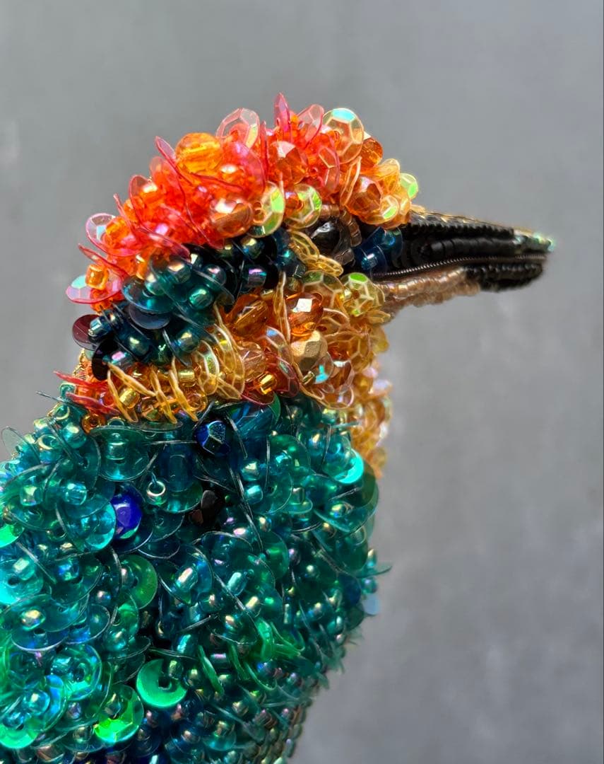 【ミヤコショウビン】ビーズ刺繍ブローチバッグチャーム