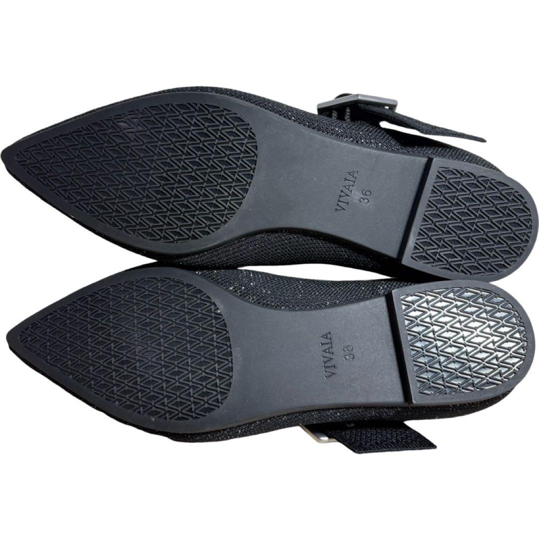 ⭐️新品⭐️ ビバイア　ポインテッド　メリージェーン　フラットシューズ　ラメ　黒