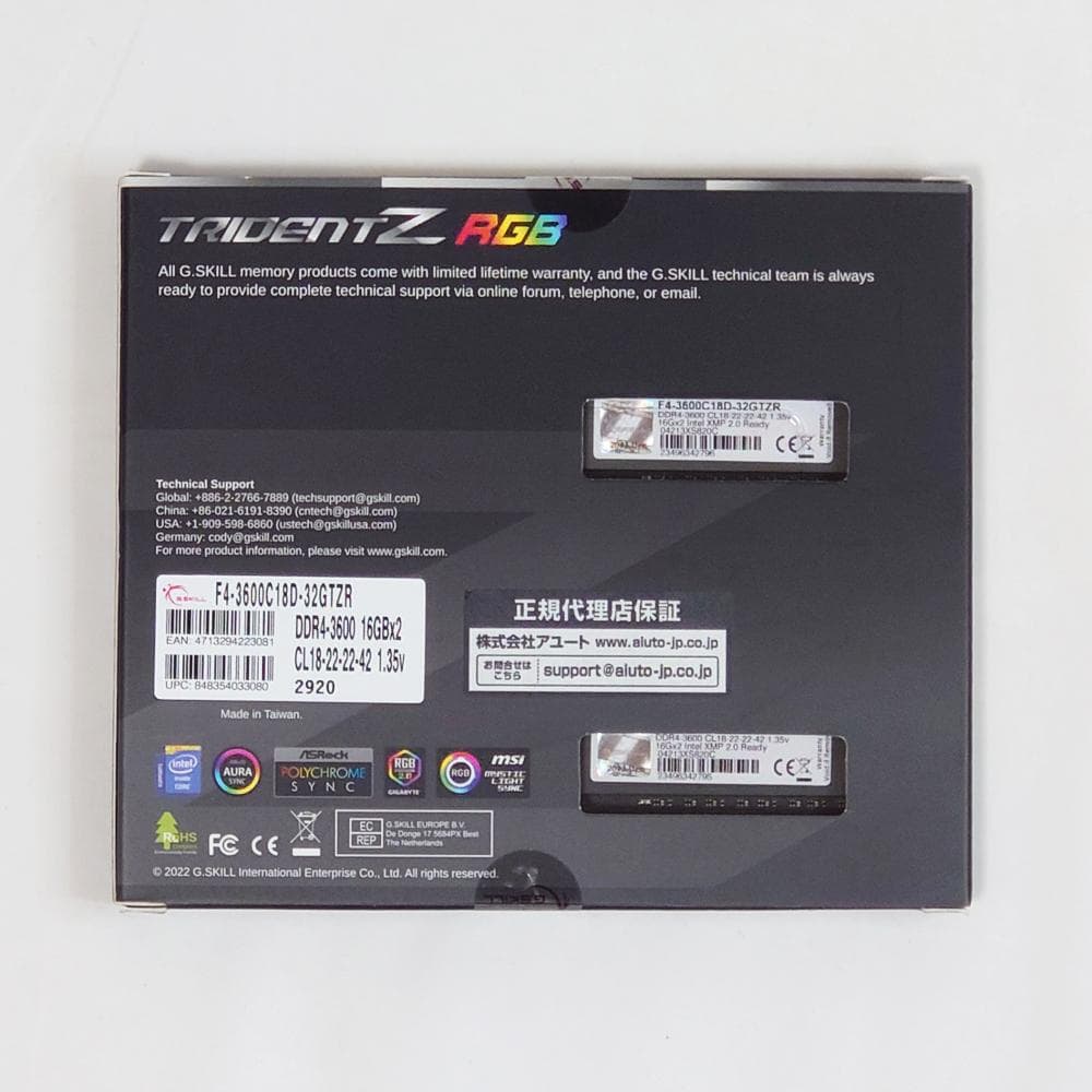 G.SKILL TRIDENT Z DDR4 3600MHz 32GB①
