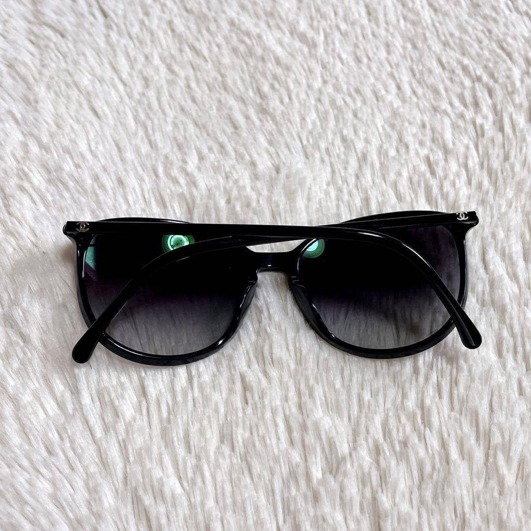 極美品 CHANEL シャネル ブラックフレーム 黒 サングラス ココマーク