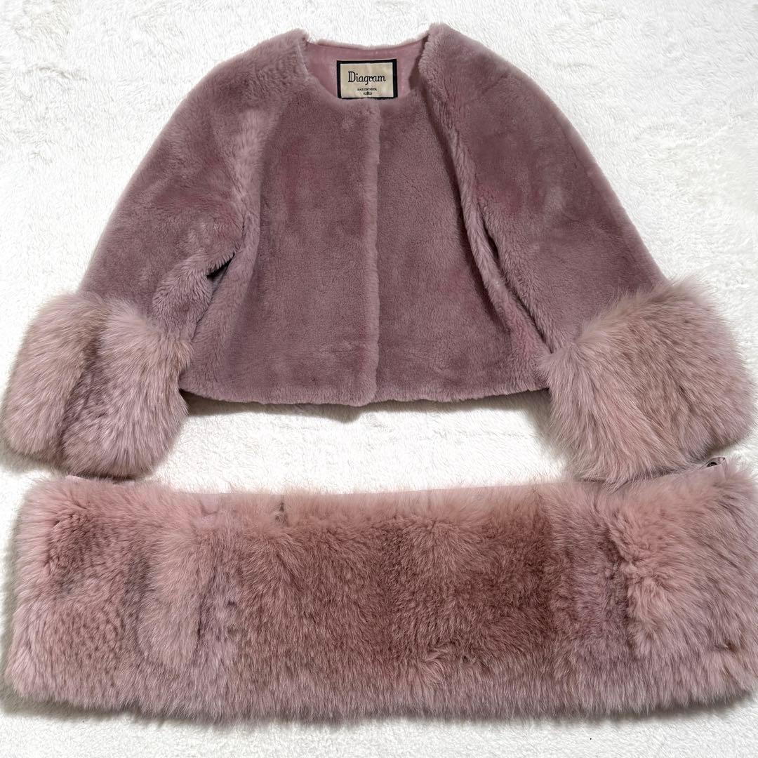 極美品　グレースコンチネンタル ラムファーフォックスファー　コート　2way