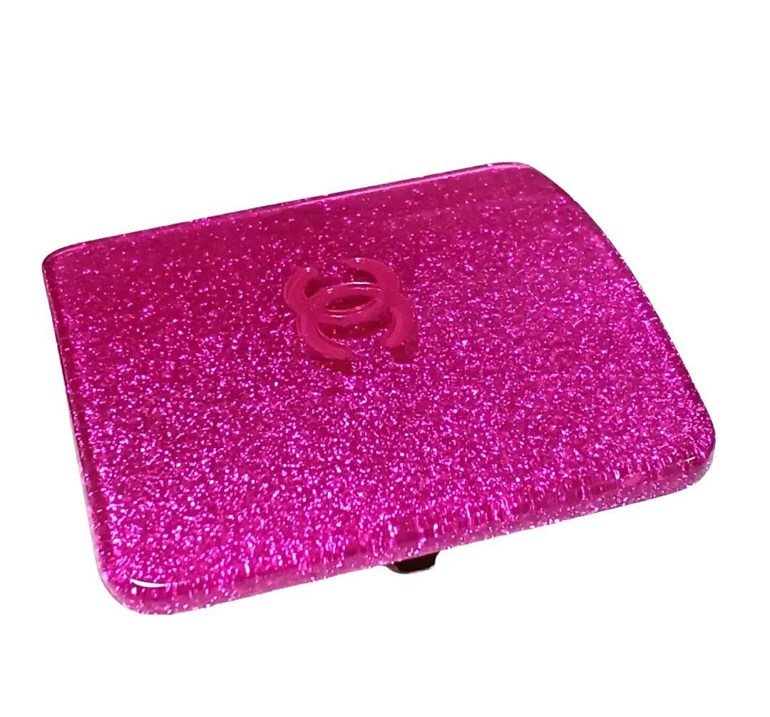 シャネル　CHANEL　バレッタ(ココマーク/メタリックピンク/スクエア/ラメ)
