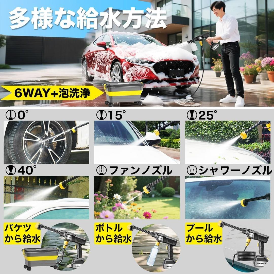 高圧洗浄機 20L折り畳みバケツ付きコードレス 充電式