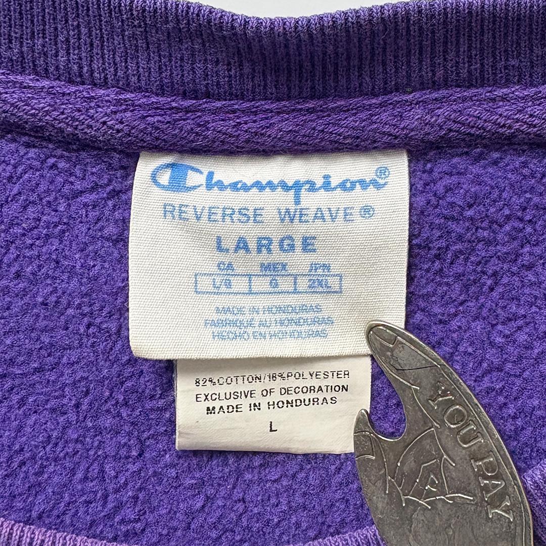 champion リバースウィーブ L パープル スウェット 無地 目あり