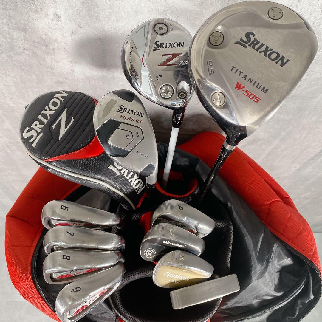 V612 スリクソン メンズ ゴルフ クラブ セット 赤 キャディバッグ 初心者
