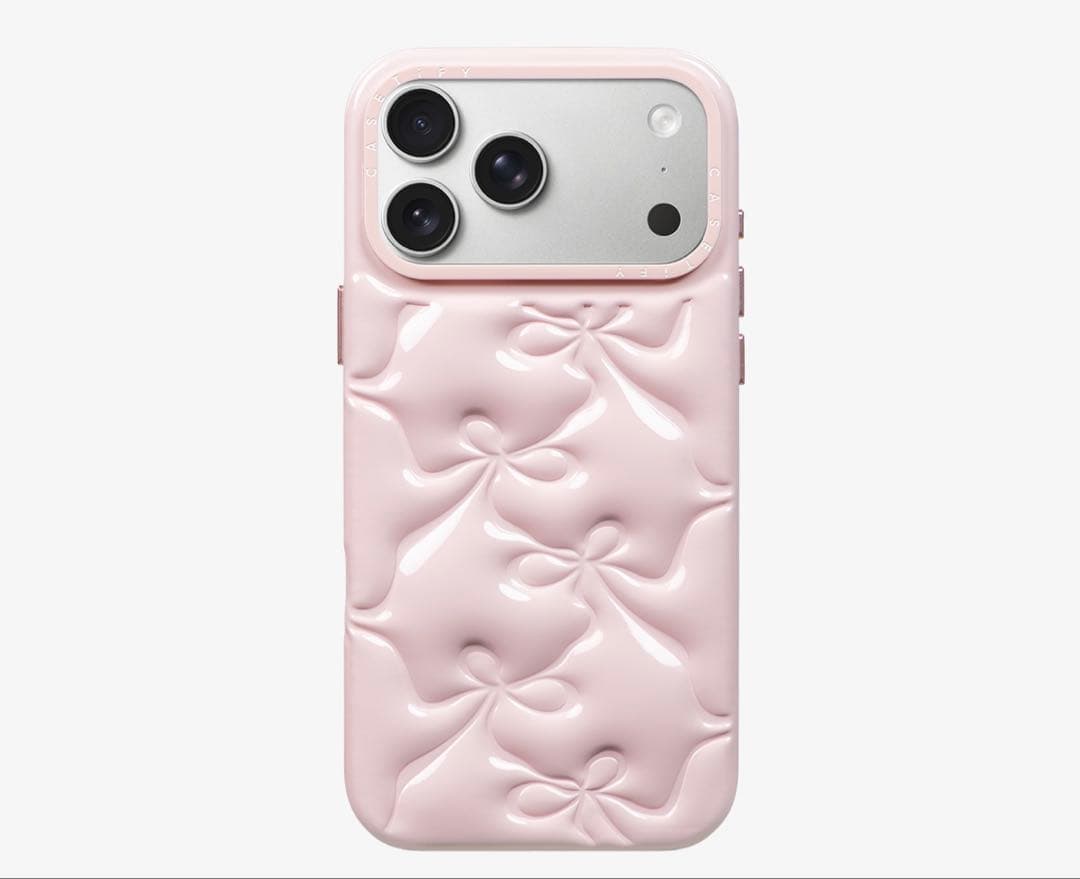 ケースティファイリボンバレンタインiPhone17proチャーム付