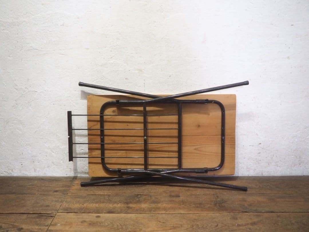 1400 ビンテージ　折りたたみ式　古い鉄脚テーブル　レトロ　展示台　工業系