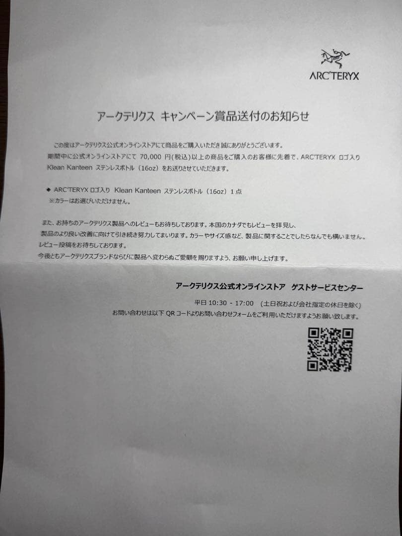 ARC'TERYX ロゴ入り Klean Kanteen ステンレスボトル