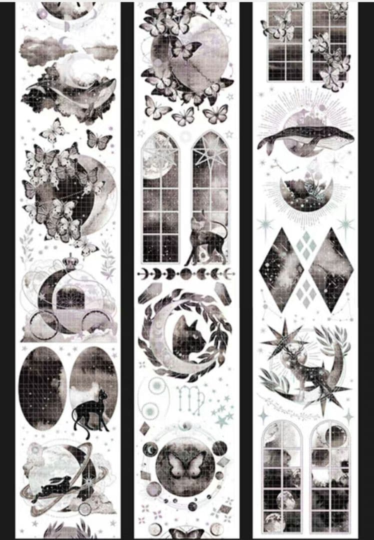 切売 202★ 海外 マスキングテープ マステ PET 動物 猫 鯨 銀ホロ