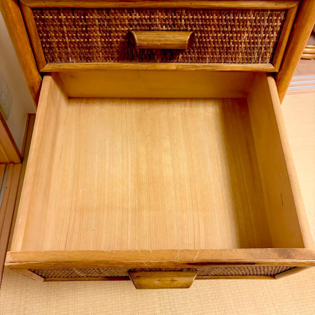 【美品】ラタンチェスト ４段 藤家具 高品質 ラタン チェスト