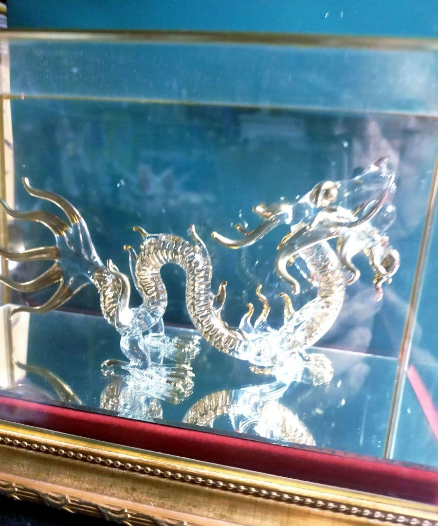 クリスタル龍置物