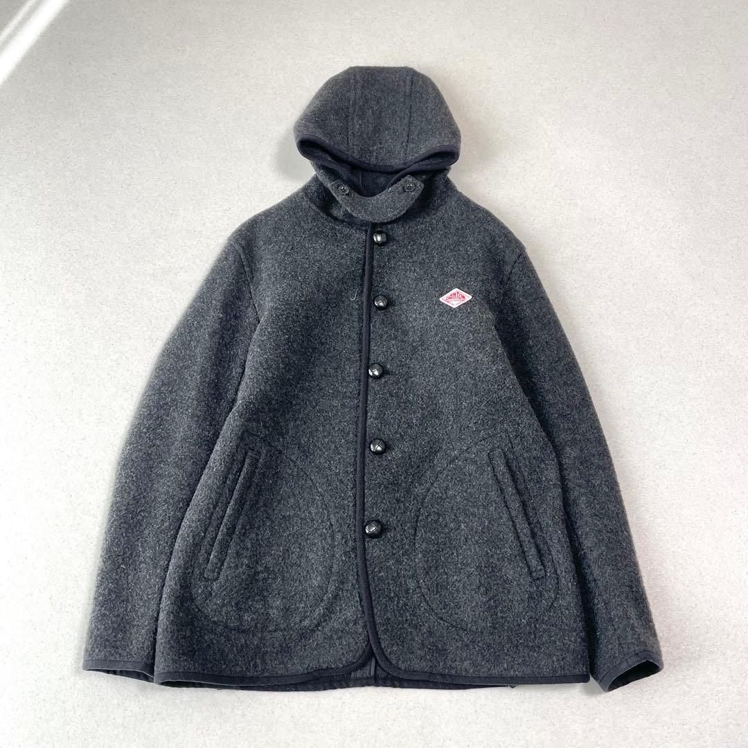 DANTON ダントン フード付き ウールモッサコート チャコールグレー 40