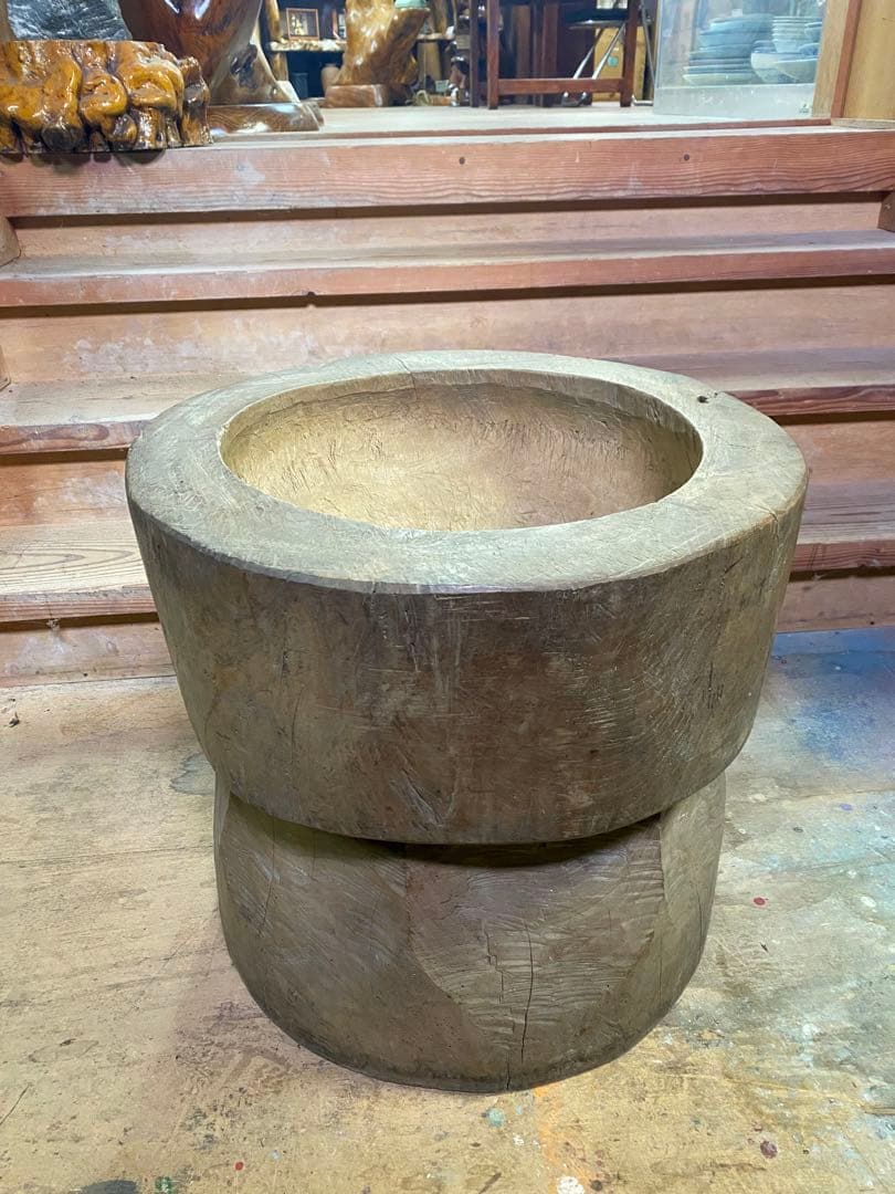 お餅つき　臼　レトロ　置物　工芸品　骨董品　インテリア　017