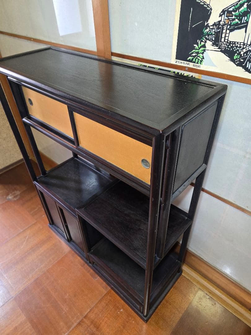 昭和レトロ家具 茶箪笥 飾り棚 チェスト 当時物 紫檀 唐木 黒檀