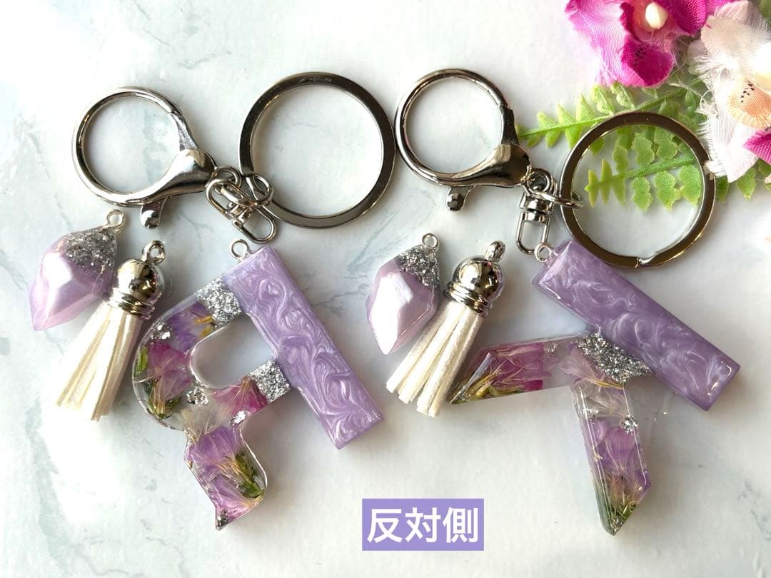 桔梗　イニシャルキーホルダー　16点　ハンドメイド　お花チャーム