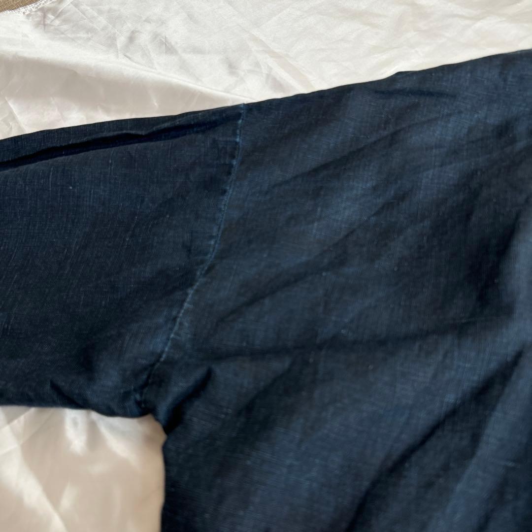 イチアンティークス　麻　プルオーバー ブラウス　インディゴ　ゆったり