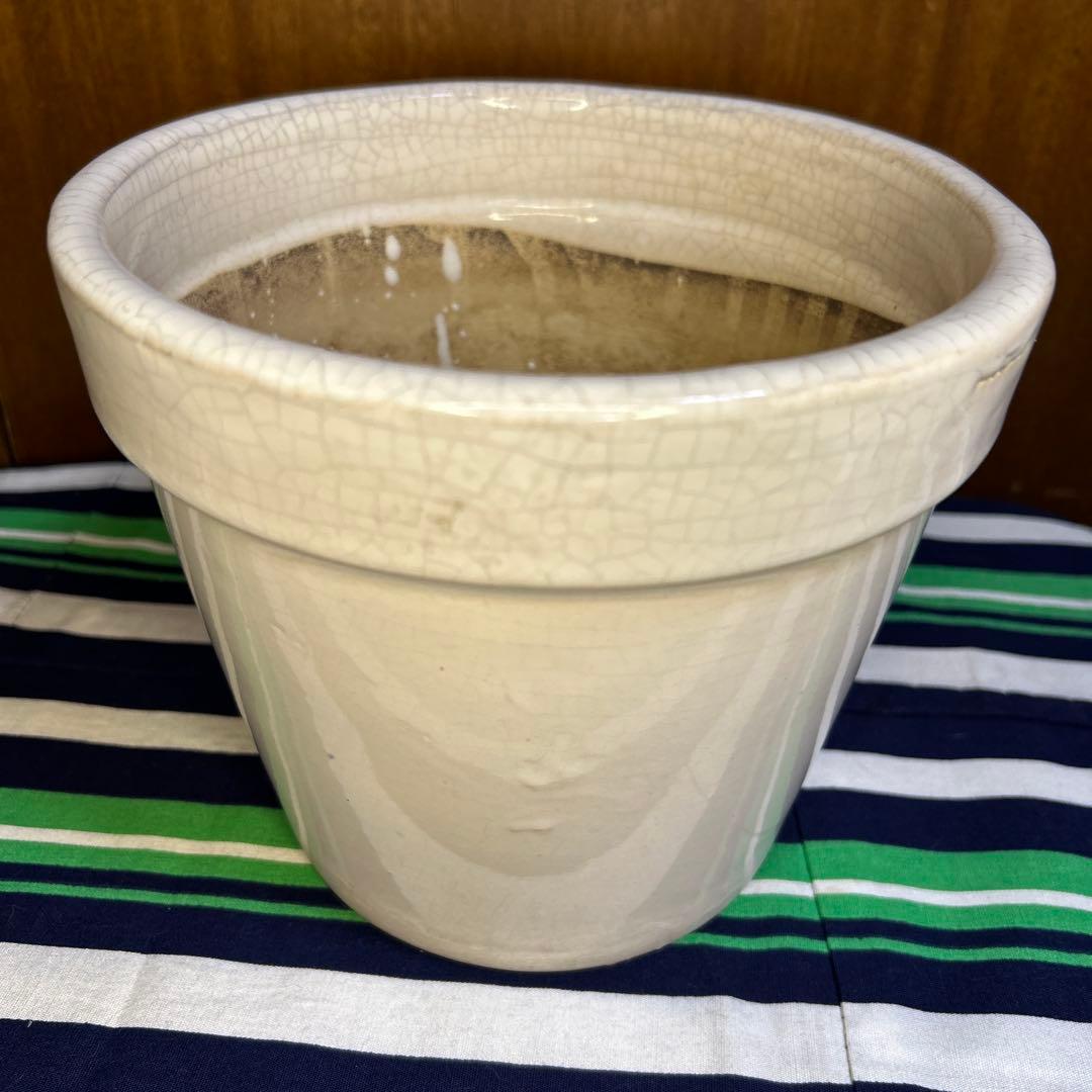 美品 白の塗鉢3個セット、貫入入り2点20cm,19cmと貫入なし1点16㎝