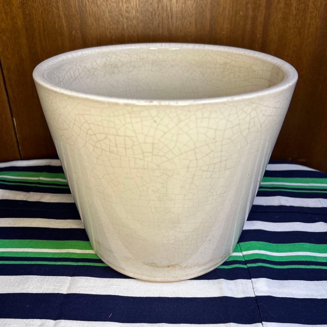 美品 白の塗鉢3個セット、貫入入り2点20cm,19cmと貫入なし1点16㎝