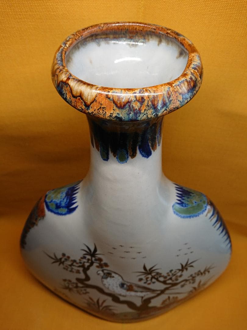 【美品】花器　陶器　メキシコ　置物　インテリア　工芸品　美術品　A2720