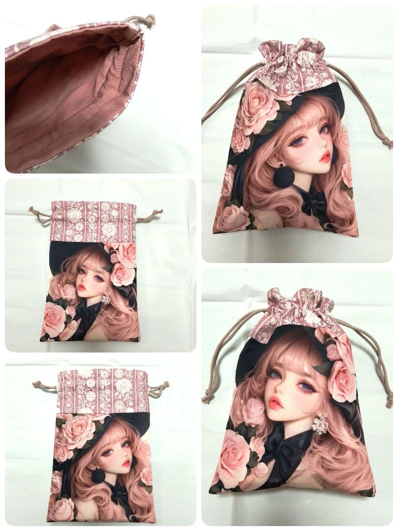 cancan様】ハンドメイドオーダー★女の子★大容量トートバッグ&フリル巾着6点