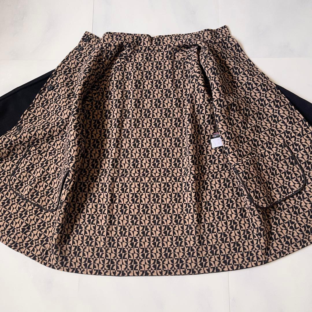 レオナール　リバーコート ウールコート オーバーサイズ ４０ 裏 ロゴ 総柄 L